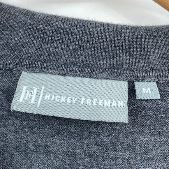 Hickey Freeman Polo Collar Sweater Men's Size Medium Gray Wool Long Sleeve Soft - Picture 2 of 12